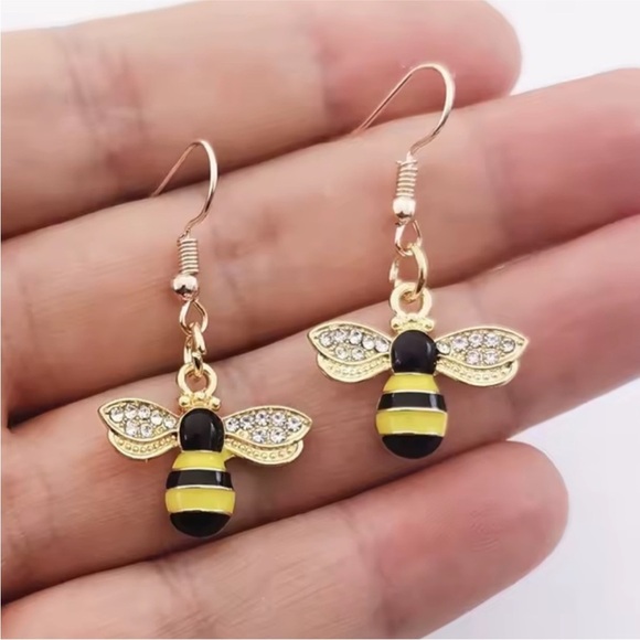Anthropologie Jewelry - Gold and Black Bee Earrings